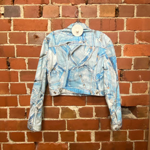 MOSCHINO patchwork look denim jacket