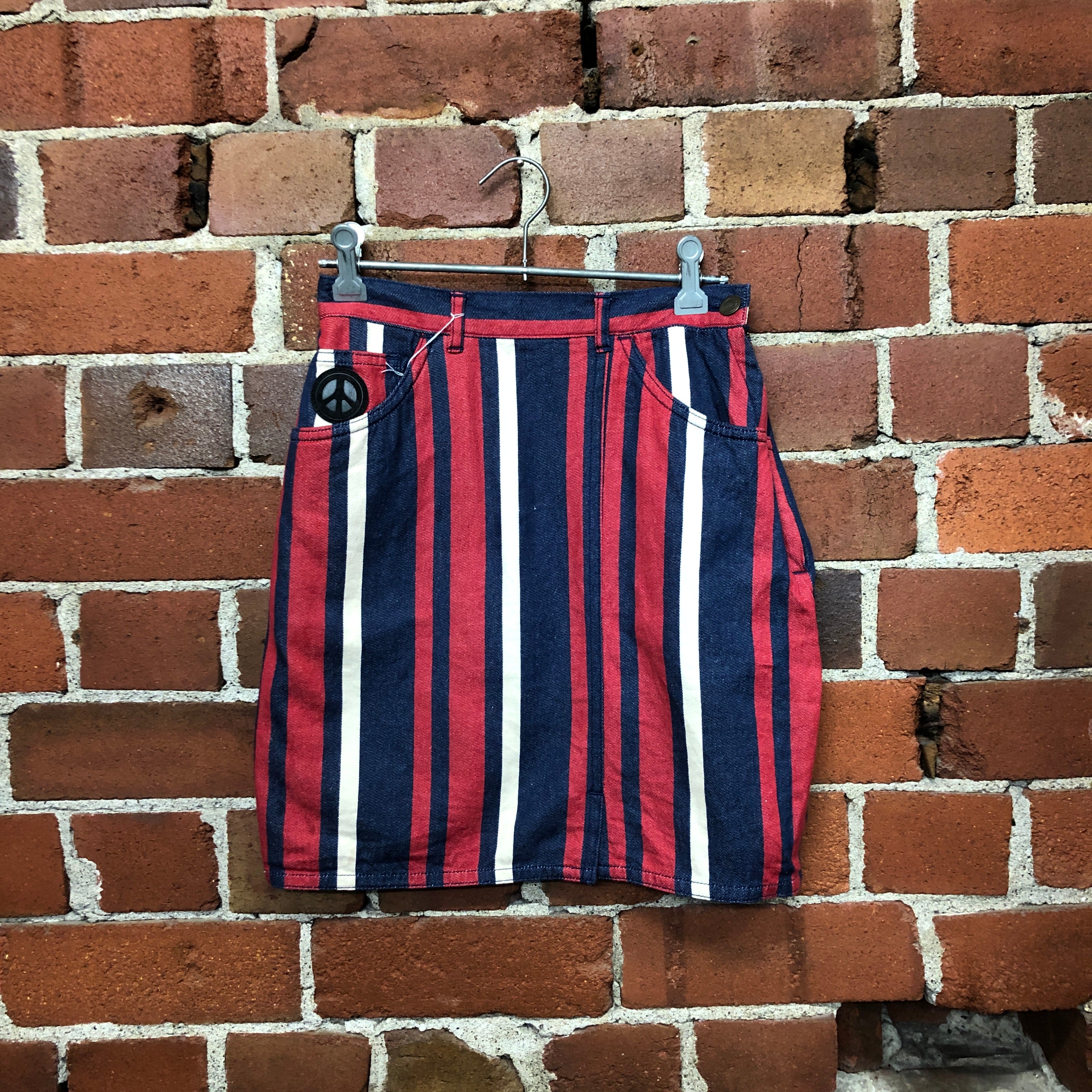 MOSCHINO striped denim mini skirt
