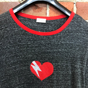 SAINT LAURENT Heart-Print Cotton Ringer T-shirt