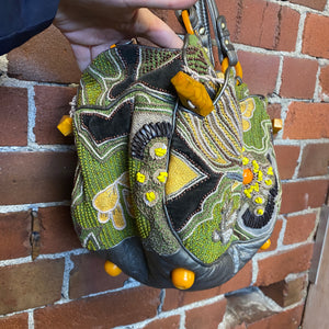 JAMIN PUECH leather tapestry handbag