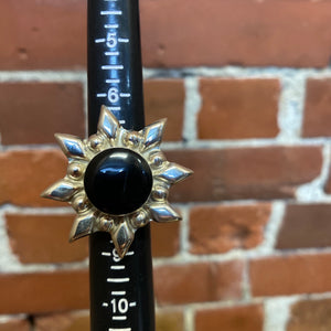 Sterling Silver and onyx HUGE sun ring
