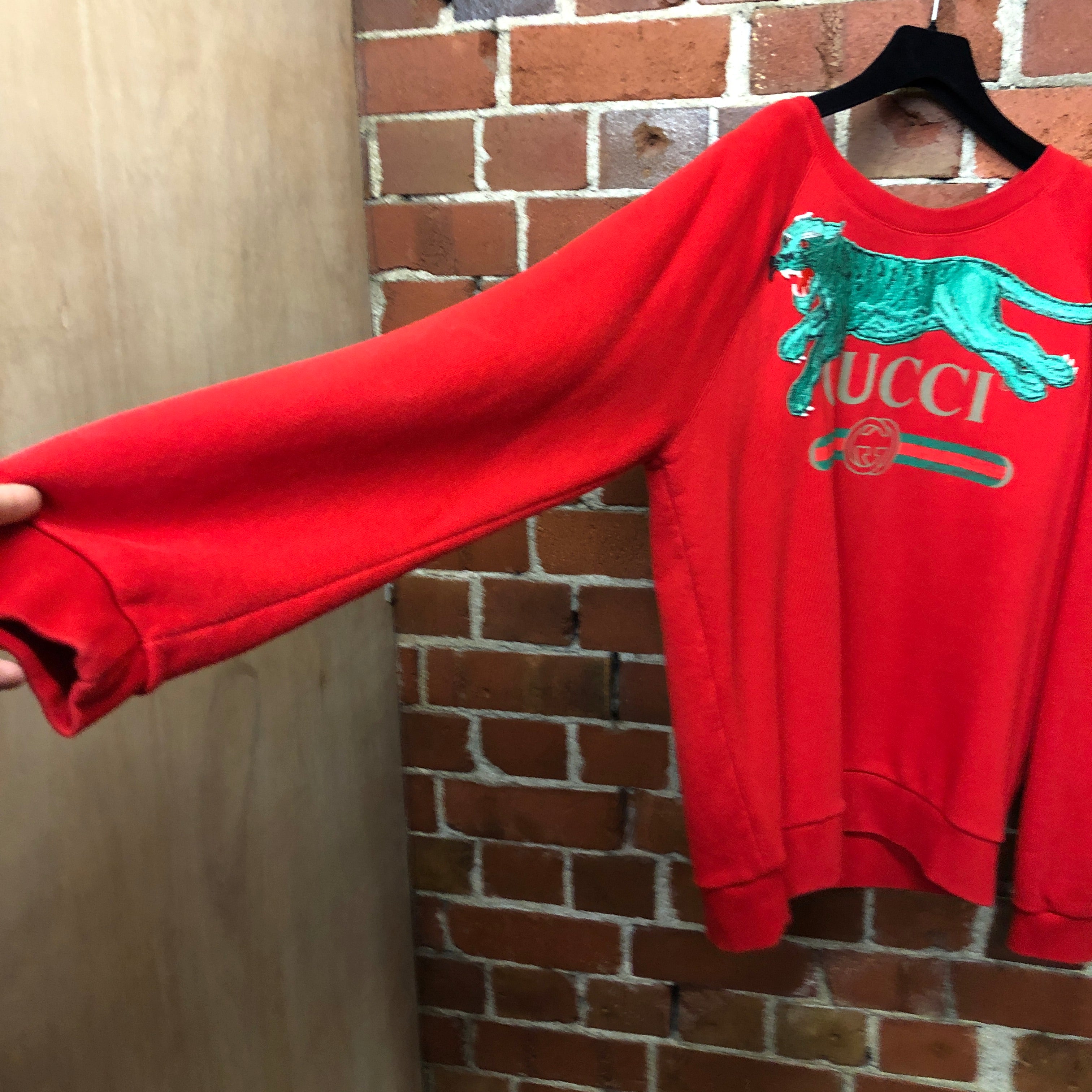 GUCCI embroidered green tiger jumper