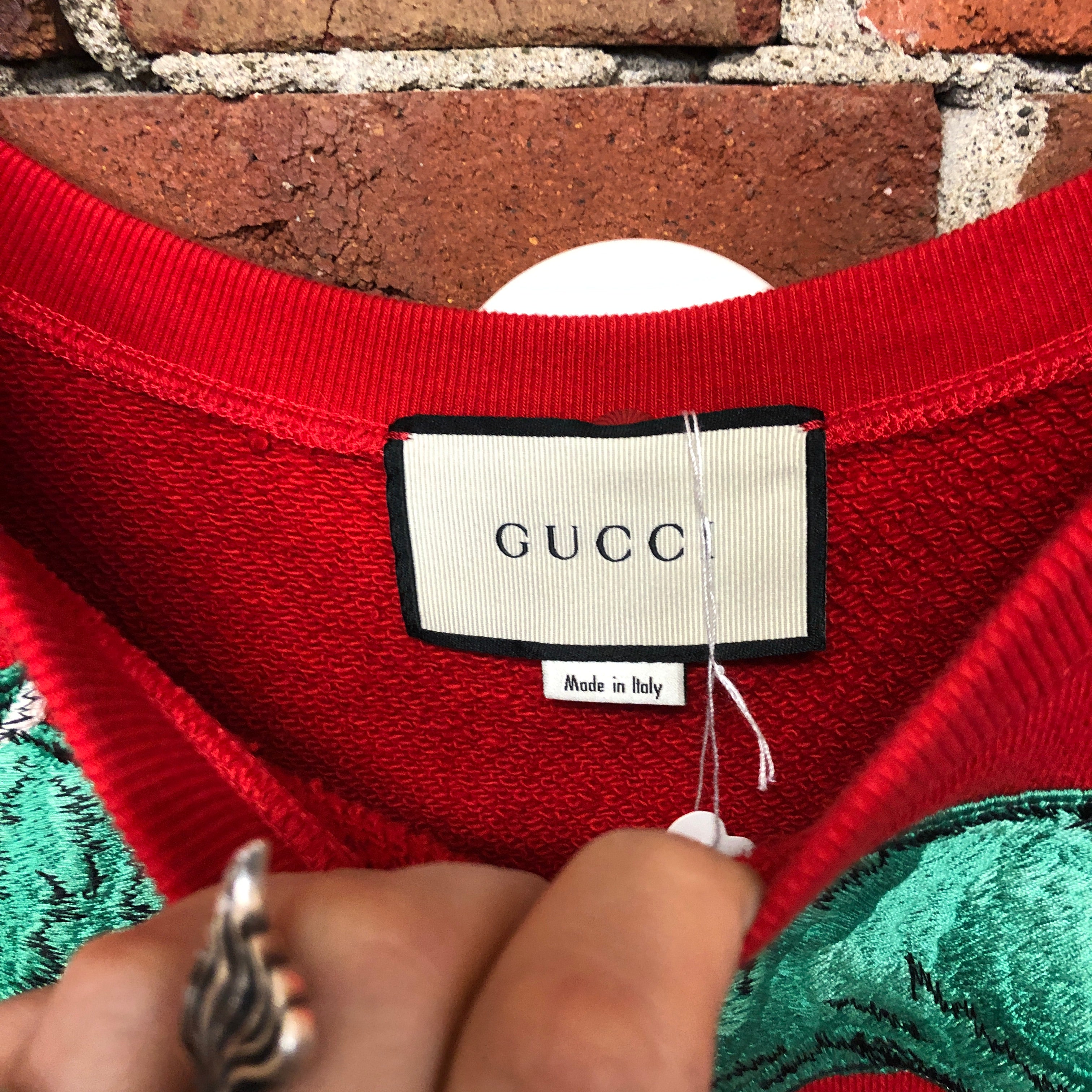 GUCCI embroidered green tiger jumper