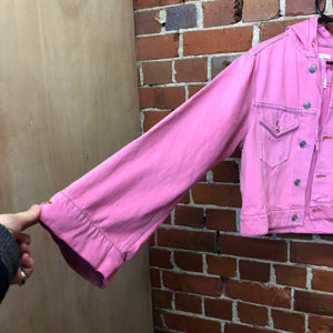 GANNI hooded pink denim jacket