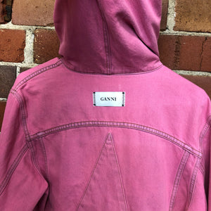 GANNI hooded pink denim jacket