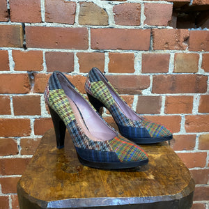 MIU MIU tweed patchwork heels 36.5