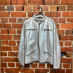 CHICOS Silver leather jacket