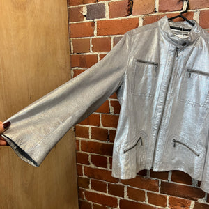 CHICOS Silver leather jacket