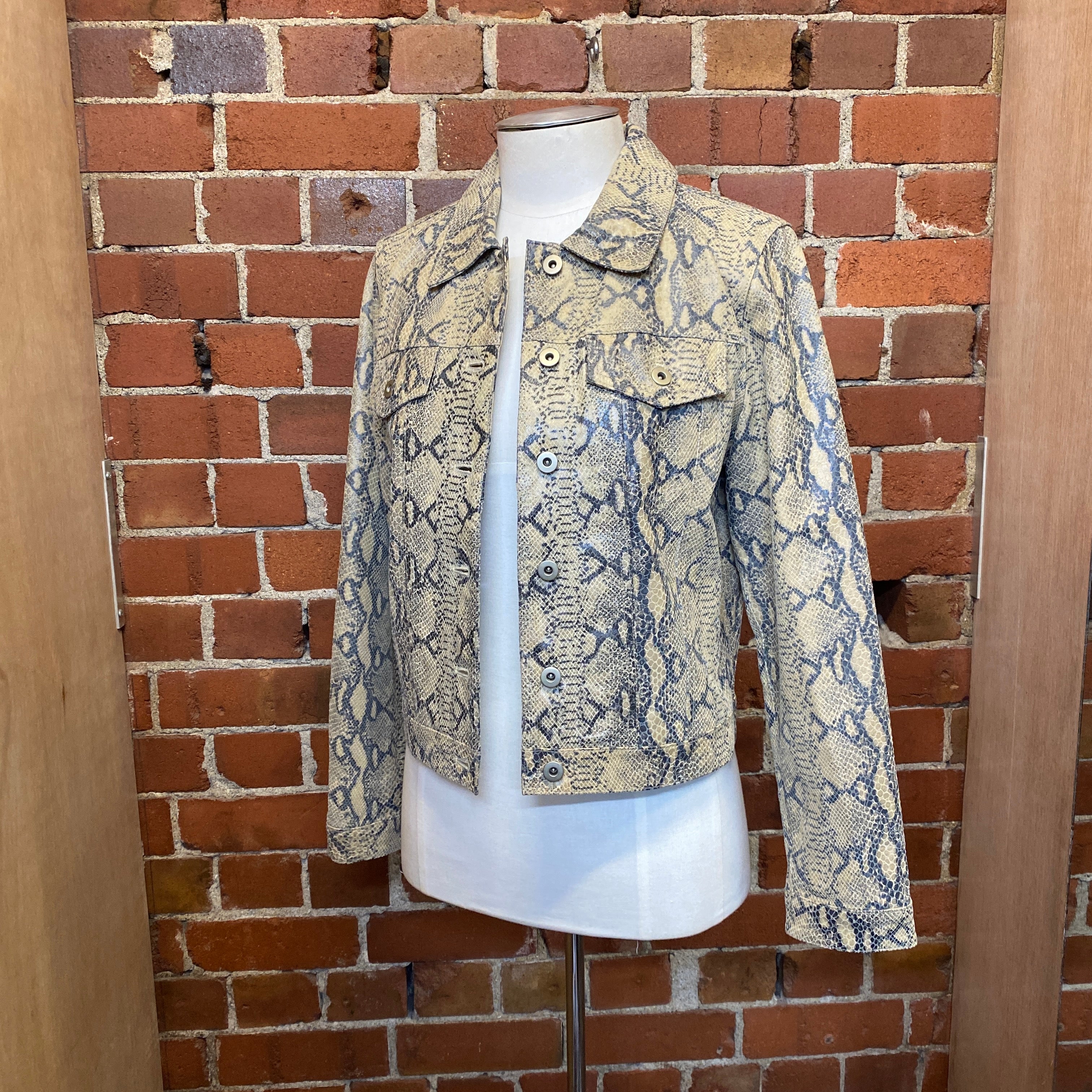 Genuine leather snakeskin print jacket
