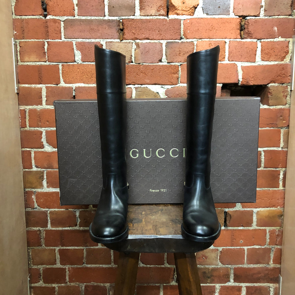 GUCCI horse bit riding boots 38.5