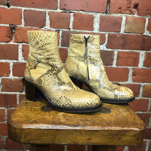 Genuine snakeskin leather ankle boots 37