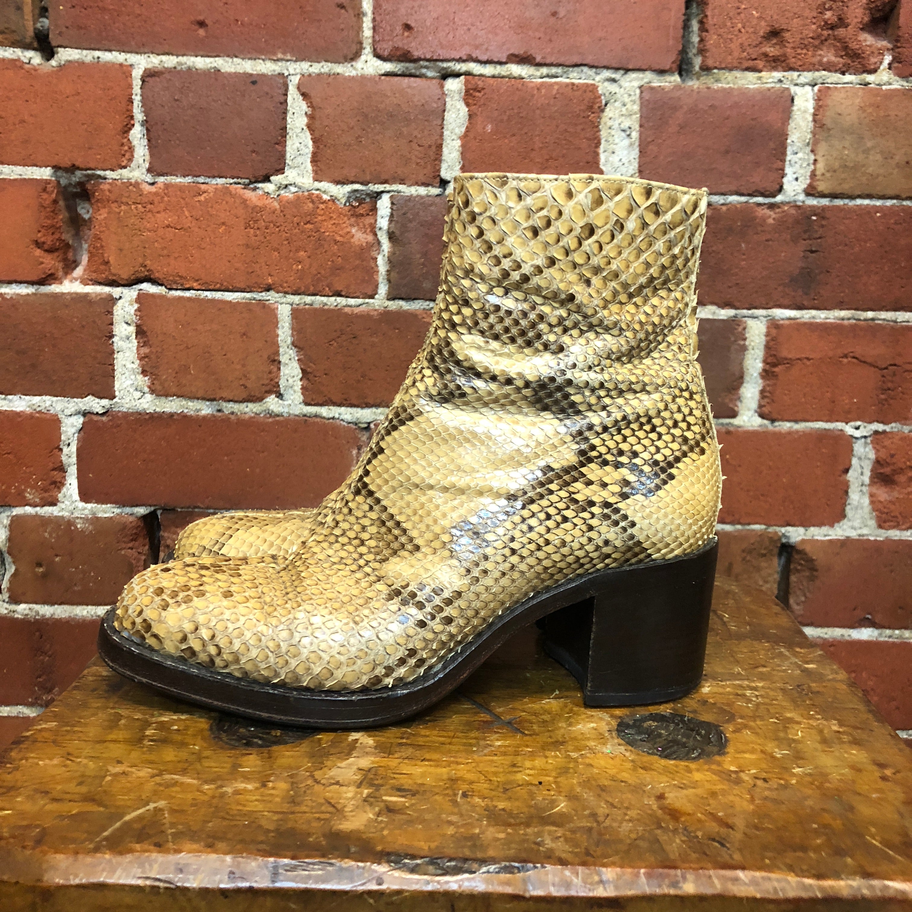 Genuine snakeskin leather ankle boots 37