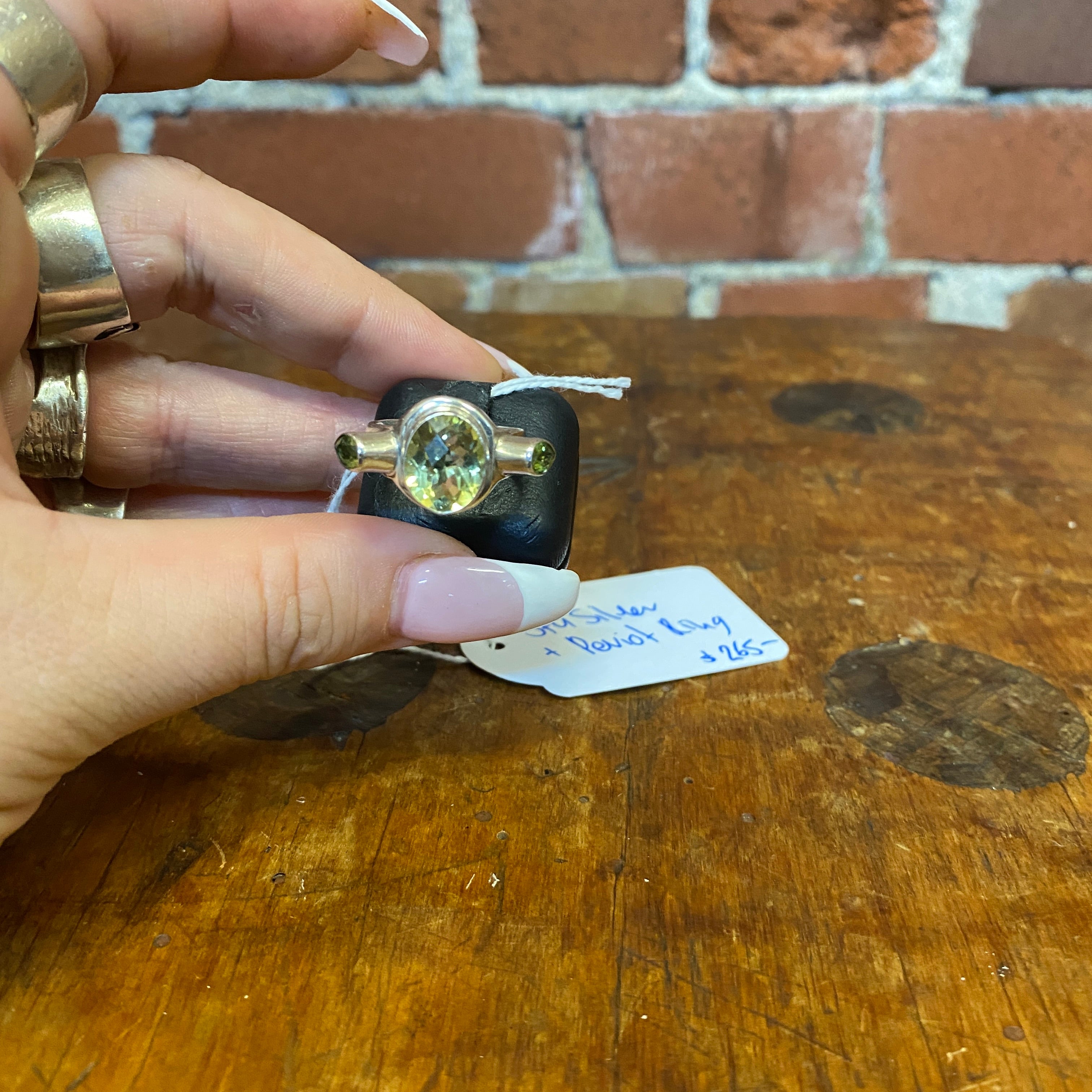 STERLING SILVER and Peridot ring