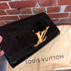 Louis Vuitton LV Black Vernis Patent Leather Louise Logo Wallet