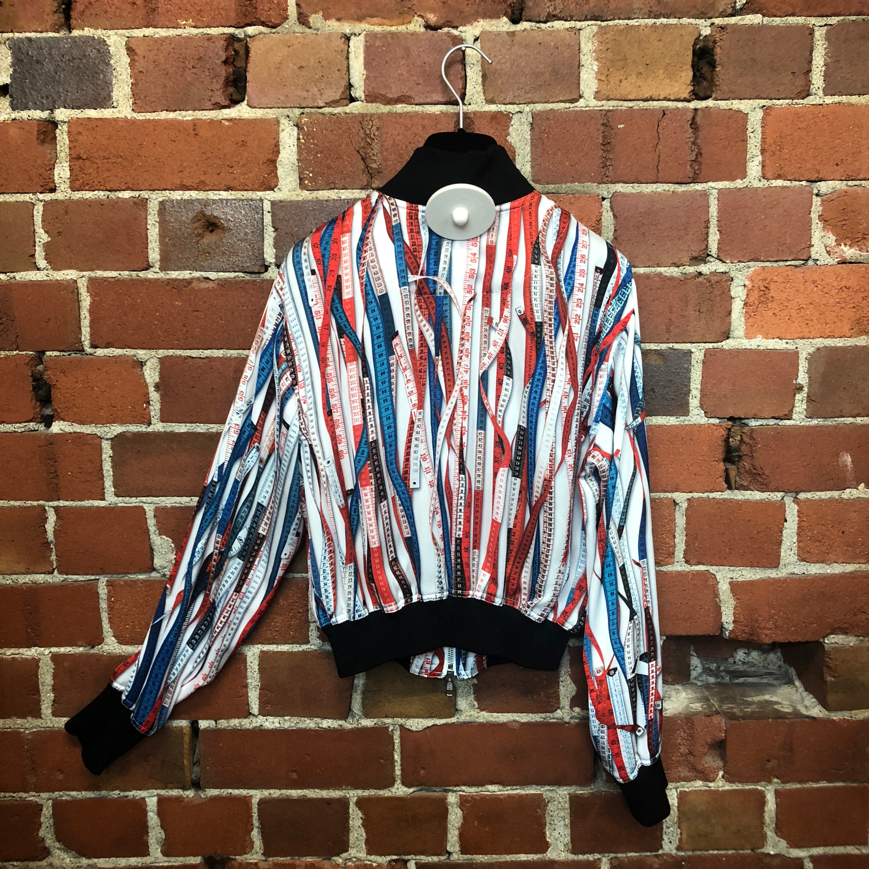 GAULTIER measuring tape print collab bomber jacket