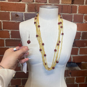 CARNELIAN and Glass Bead necklace set