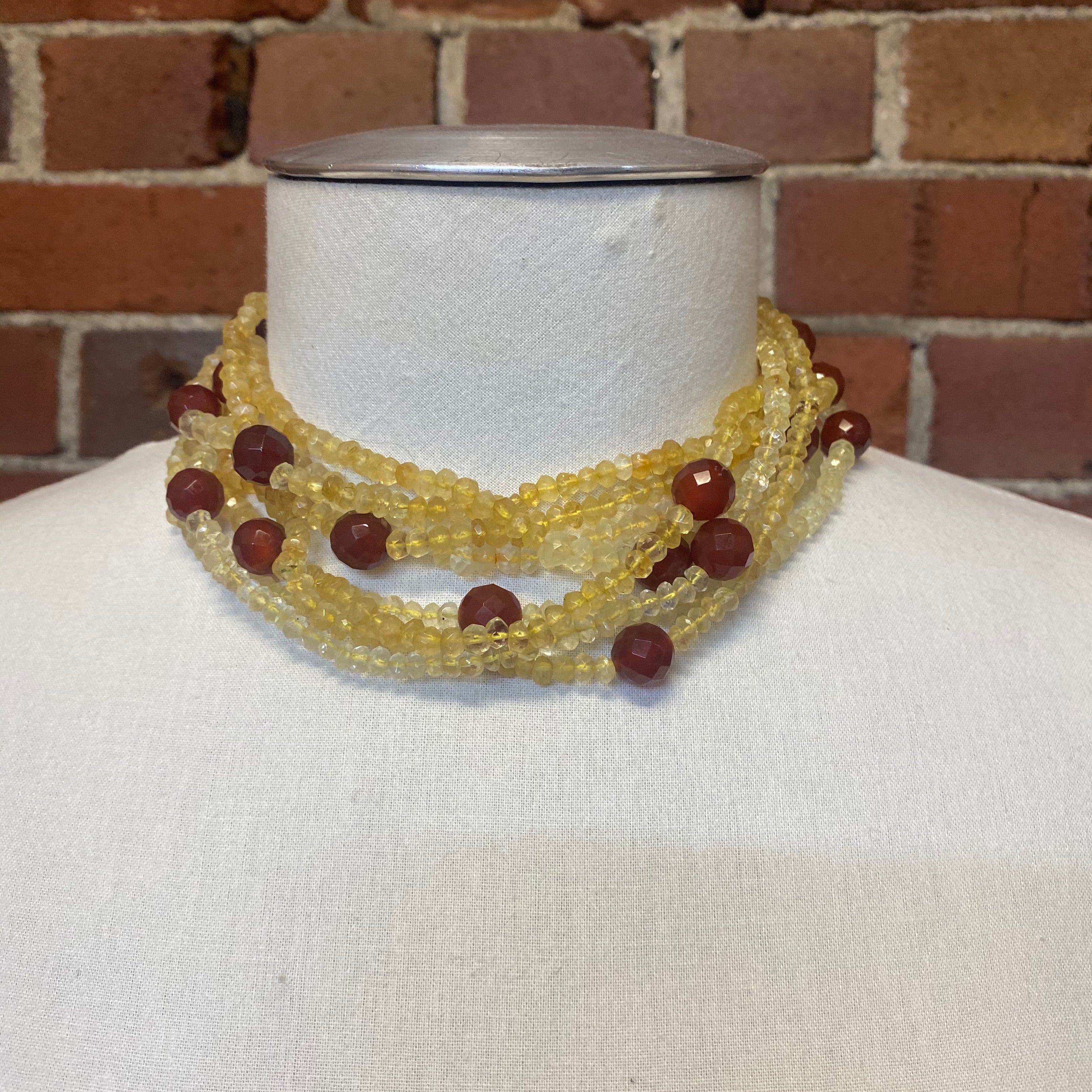 CARNELIAN and Glass Bead necklace set