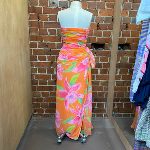 VICTOR COSTA 1980s floral gown
