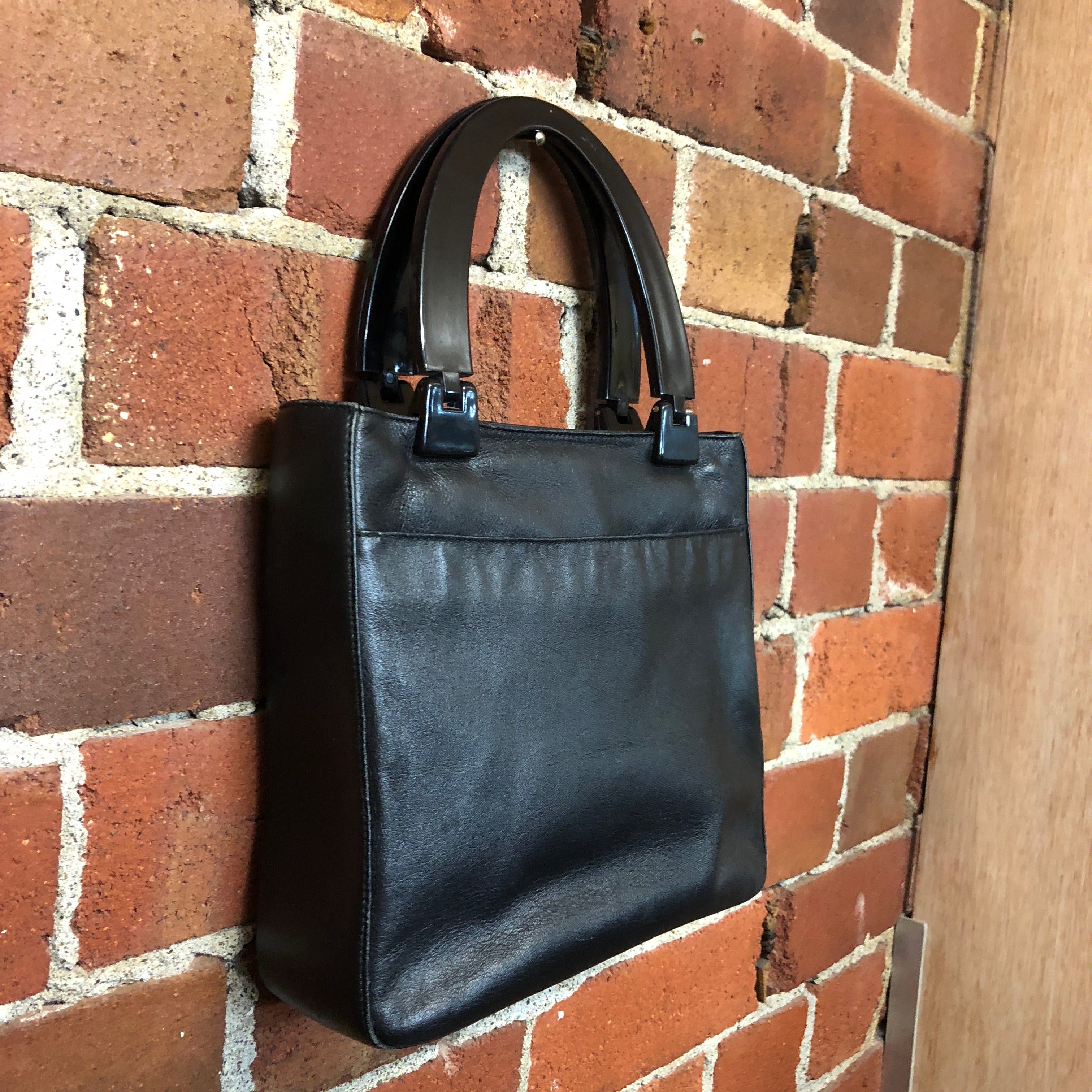 PRADA mini 1990s leather handbag with plastic handles