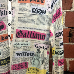 GALLIANO Newsprint linen knit top