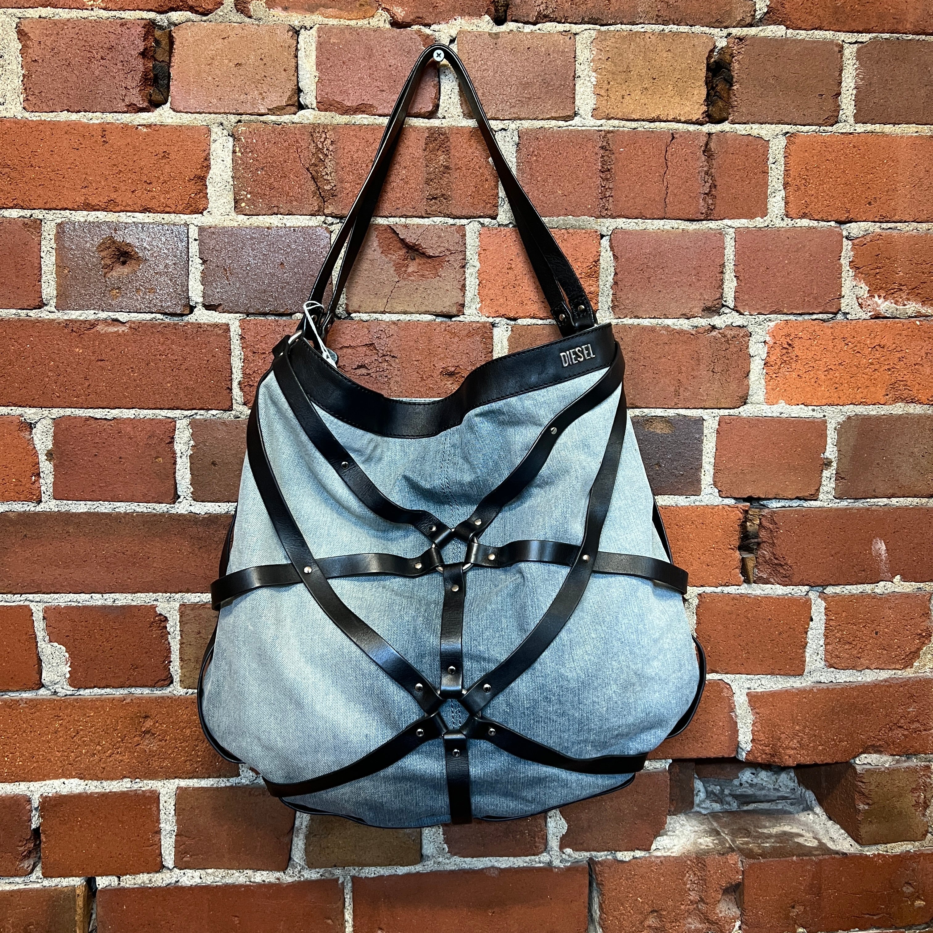 DIESEL leather and denim bondage handbag – Wellington Hunters and