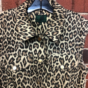 GAULTIER Junior 1980's leopard denim corset waist vest