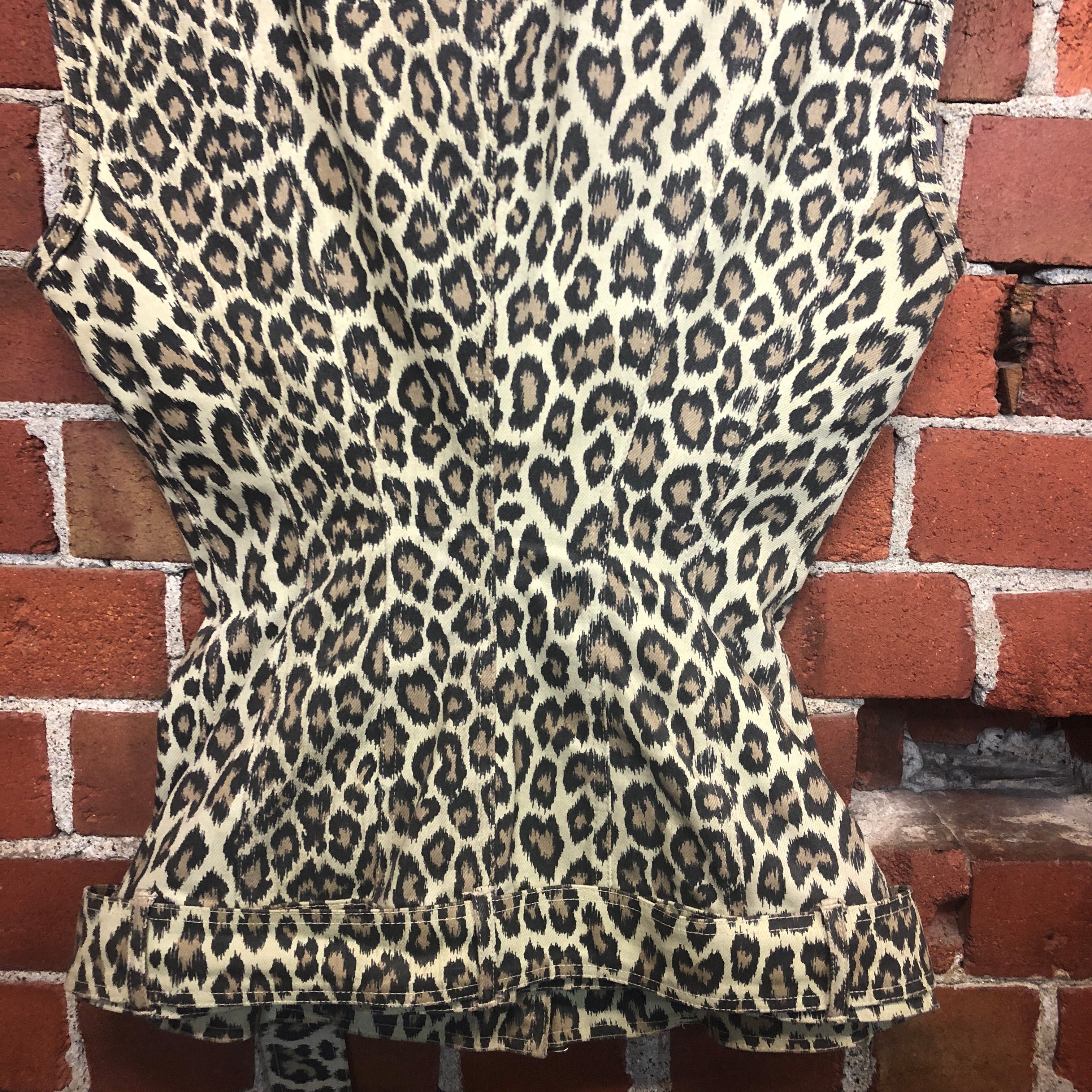 GAULTIER Junior 1980's leopard denim corset waist vest