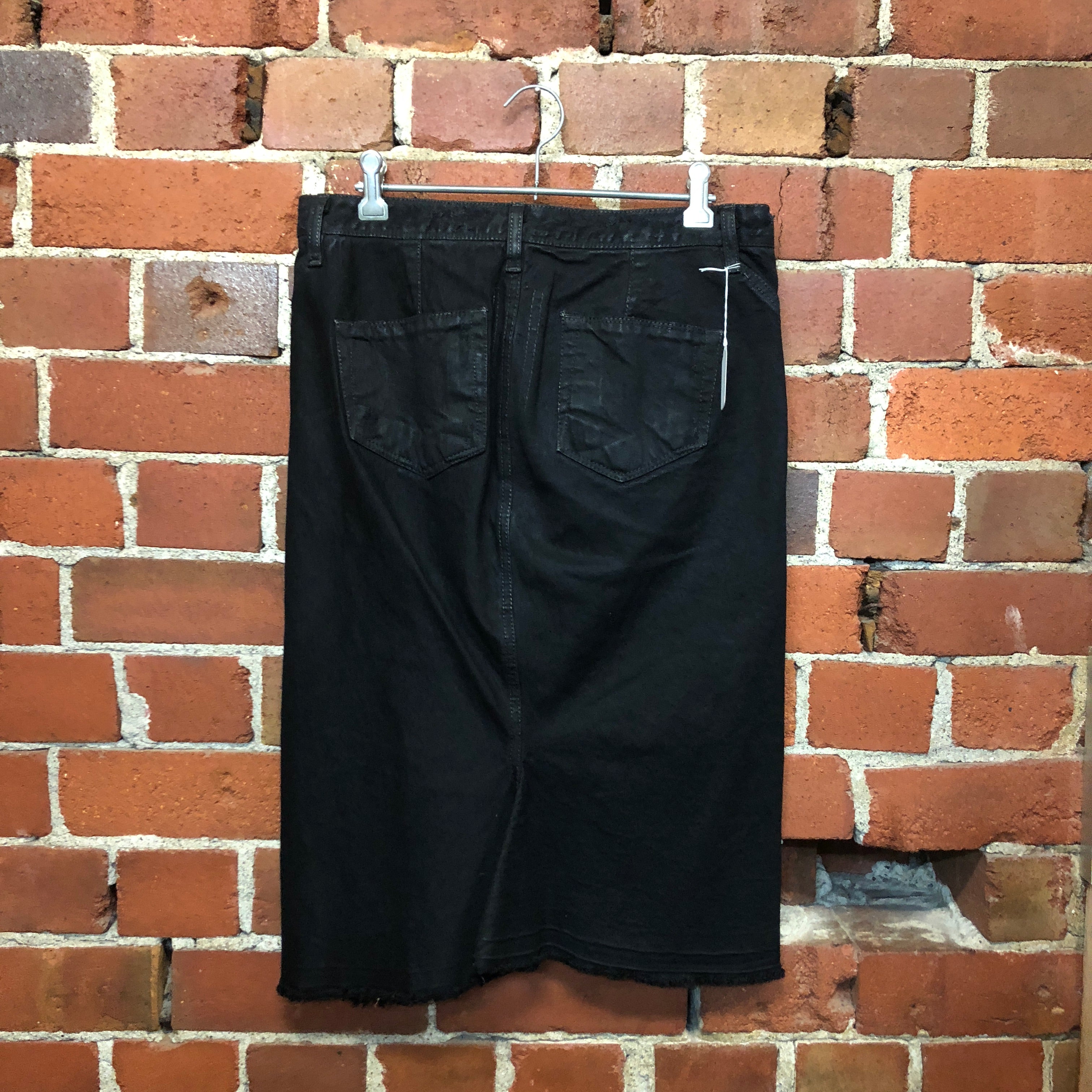 RICK OWENS waxed denim skirt