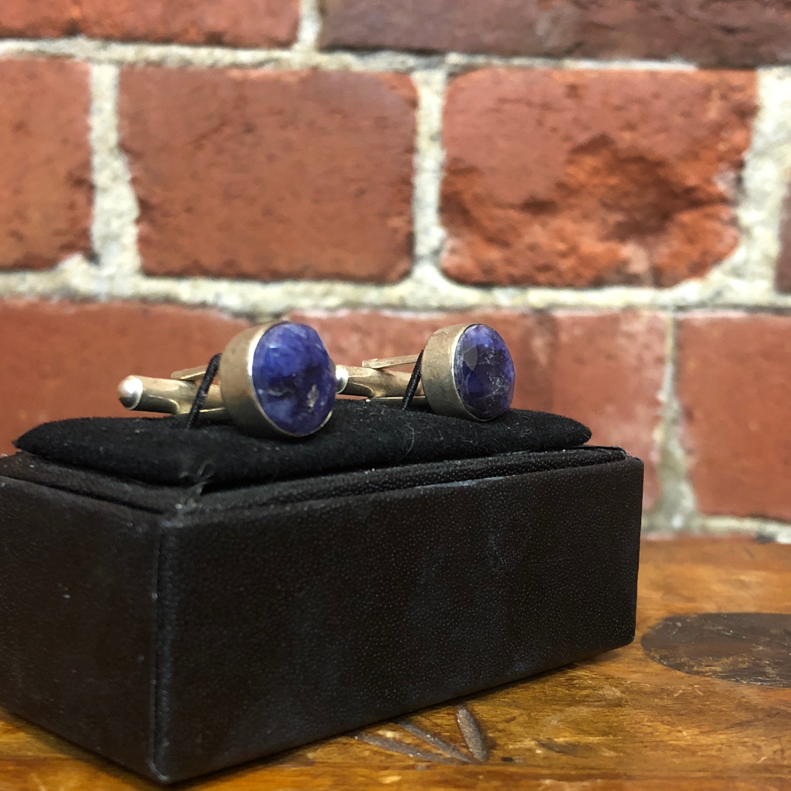 Sterling silver and lapis lazuli cufflinks