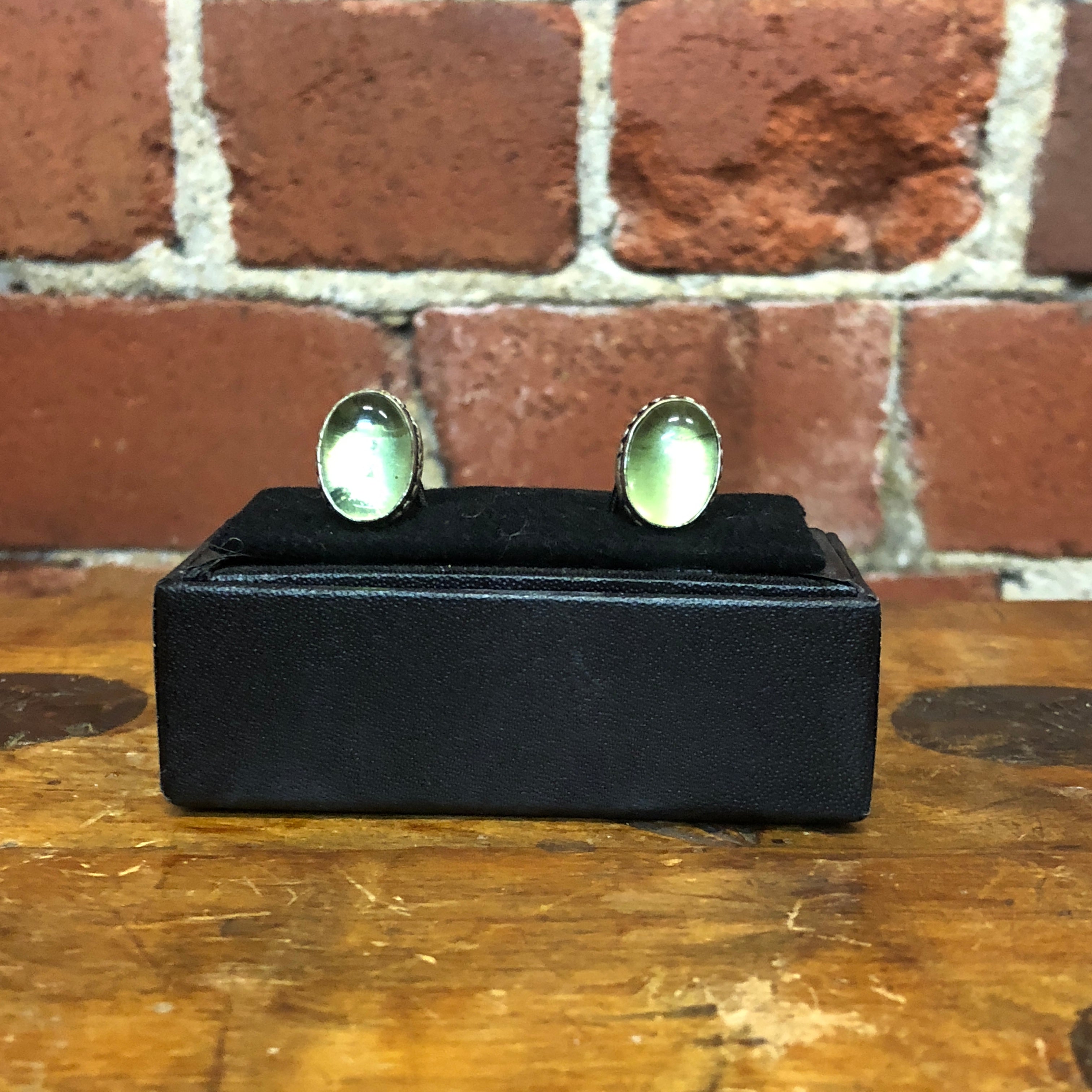 Sterling Silver and green stone cufflinks