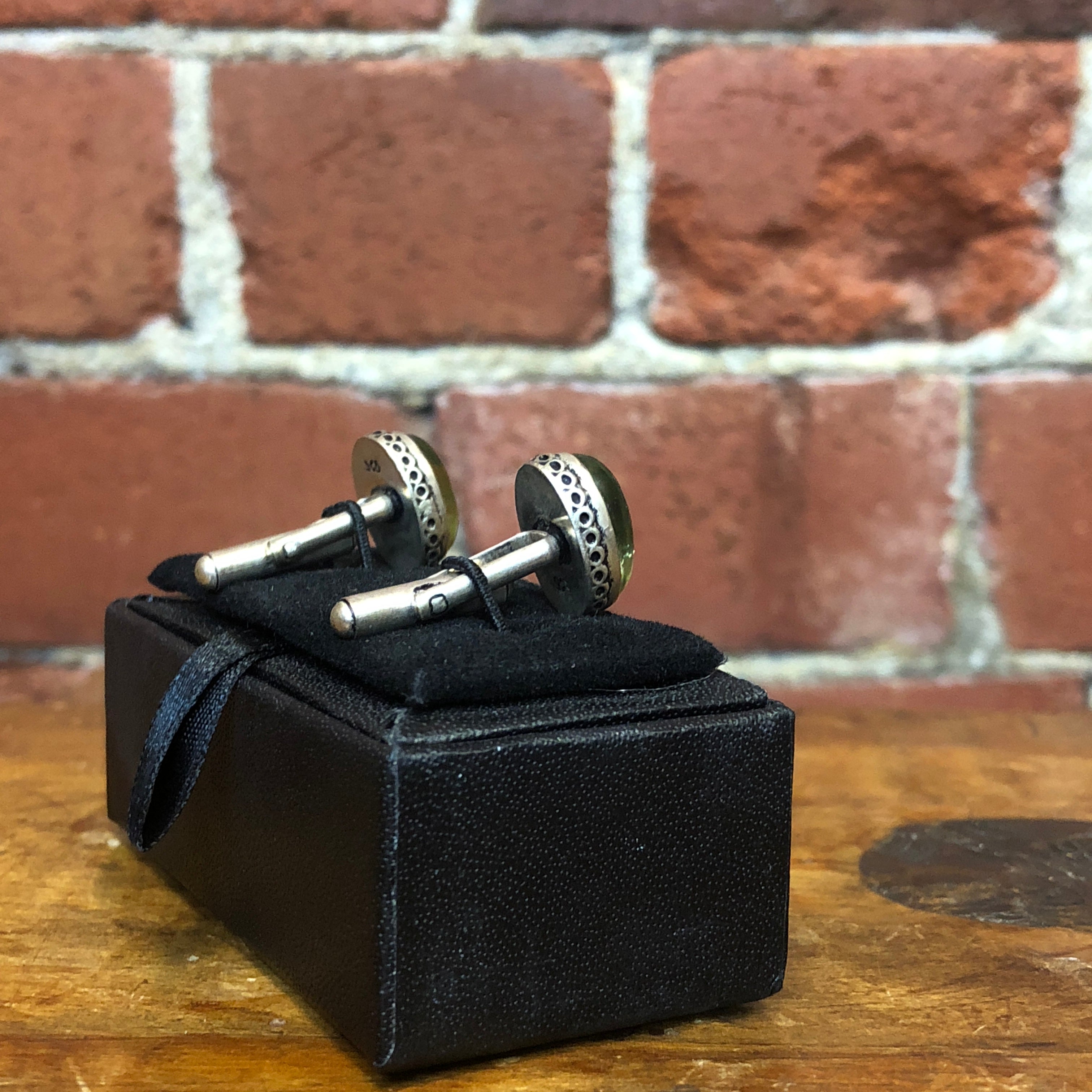Sterling Silver and green stone cufflinks