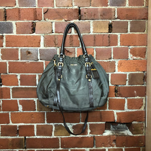 PRADA nylon and leather handbag