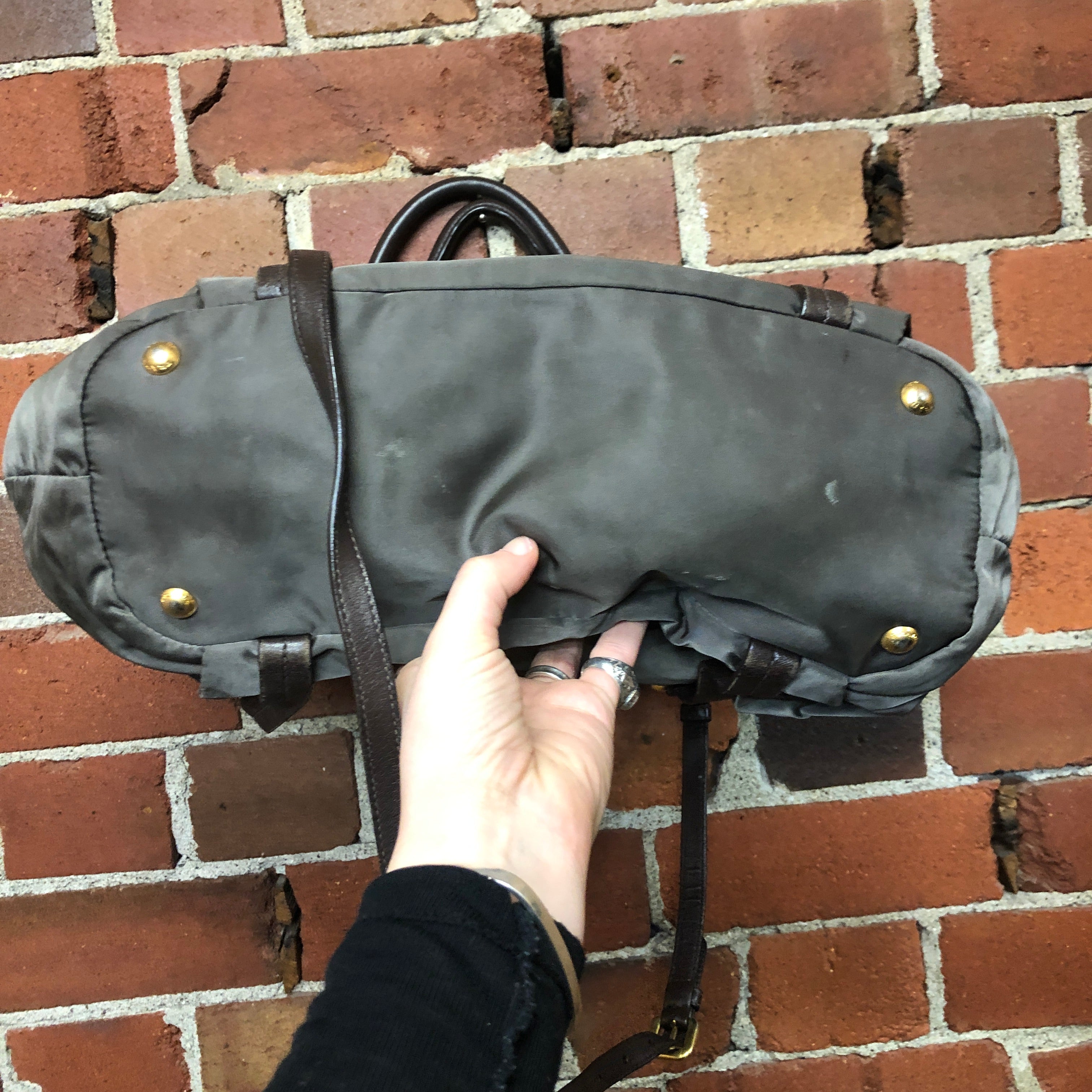 PRADA nylon and leather handbag