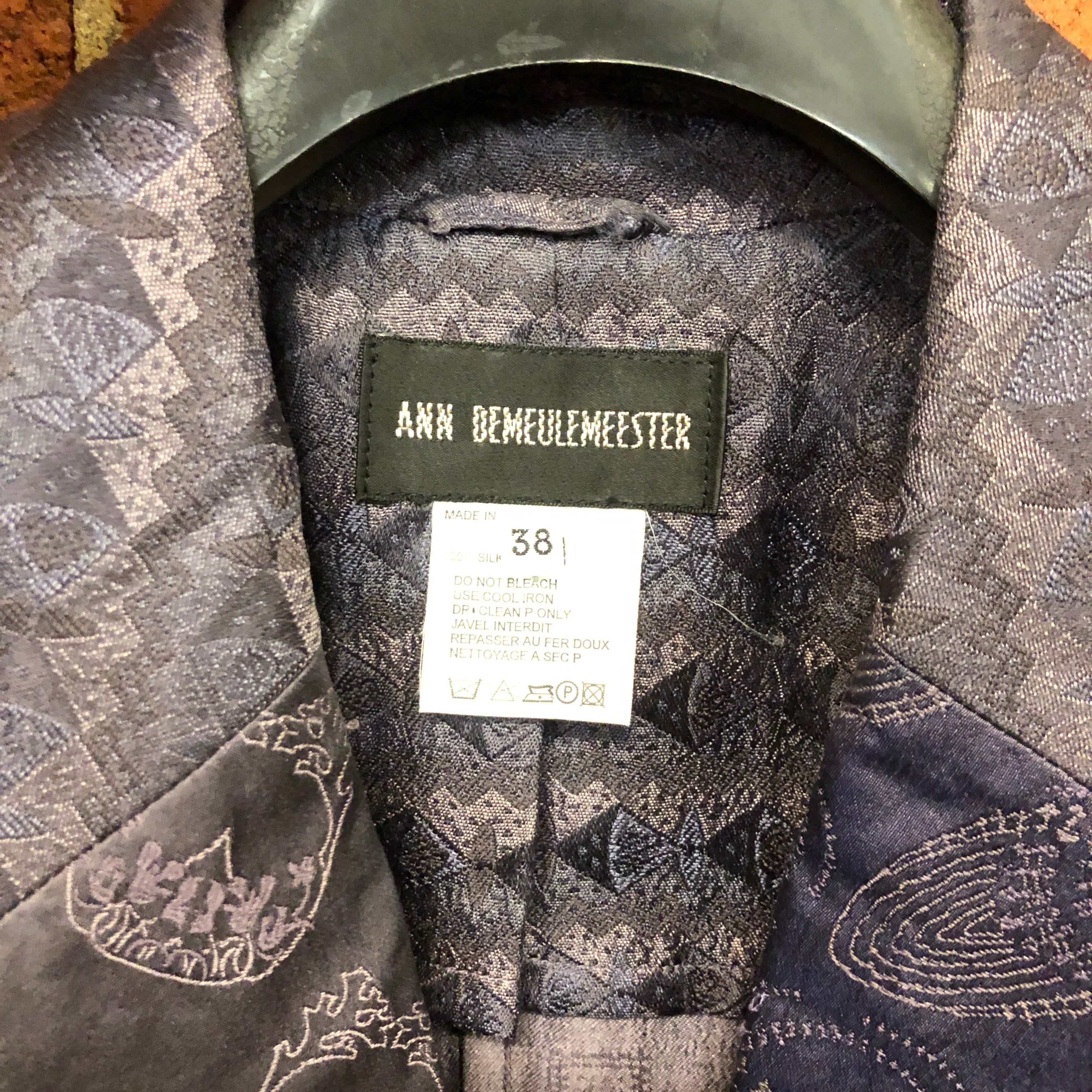 ANN DEMEULEMEESTER mixed satin 1990s jacket
