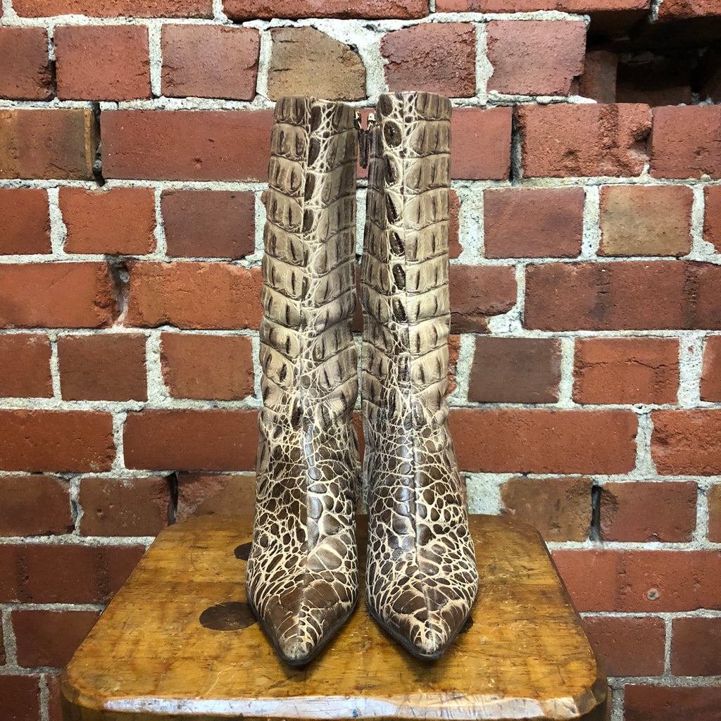 ESCADA crocodile print leather sexy boots