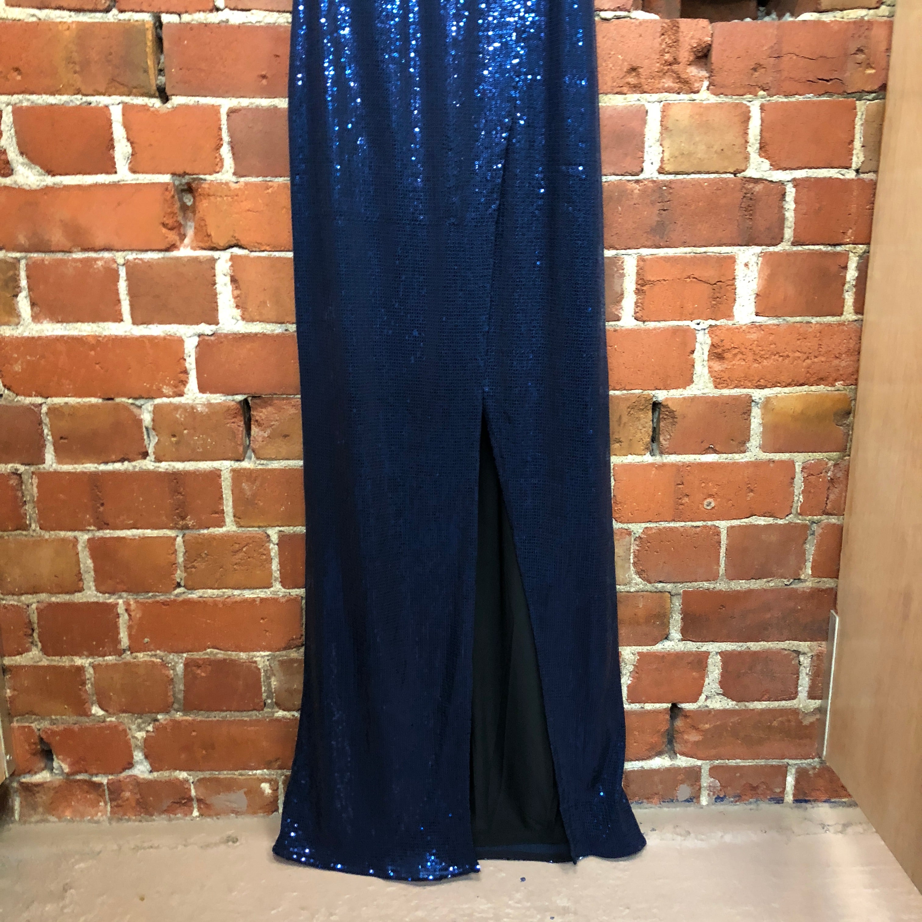 ABS Couture navy sequin gown