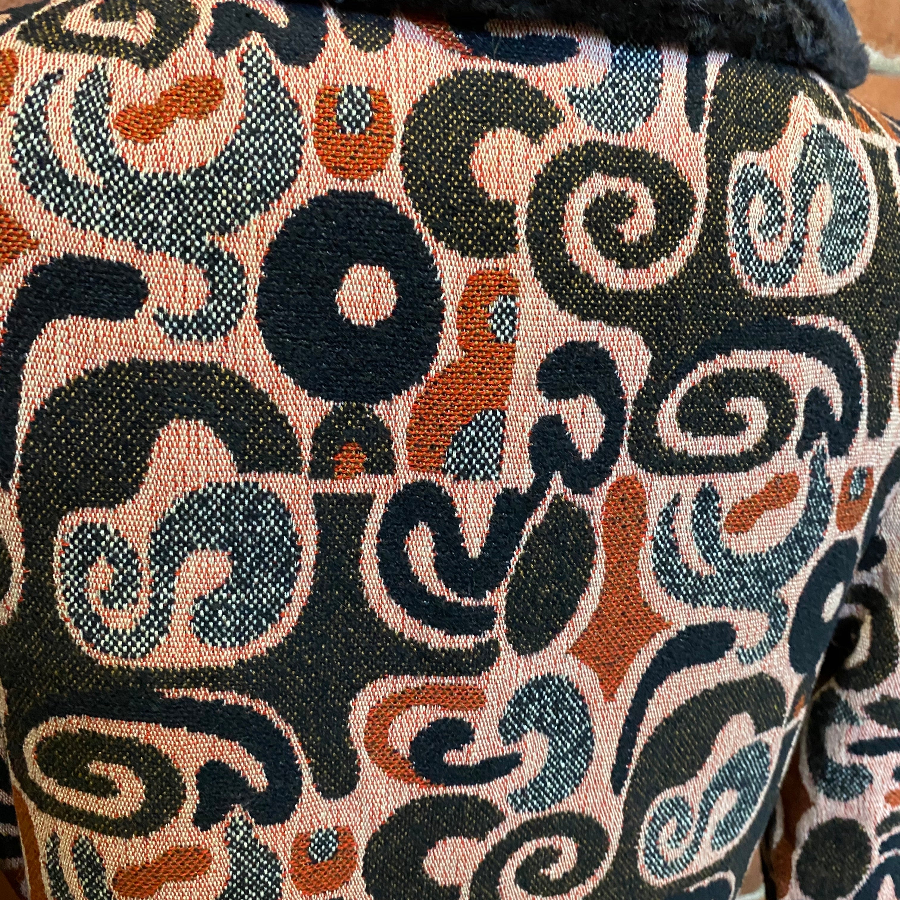 1960s Mod, tapestry and faux fur trim coat!