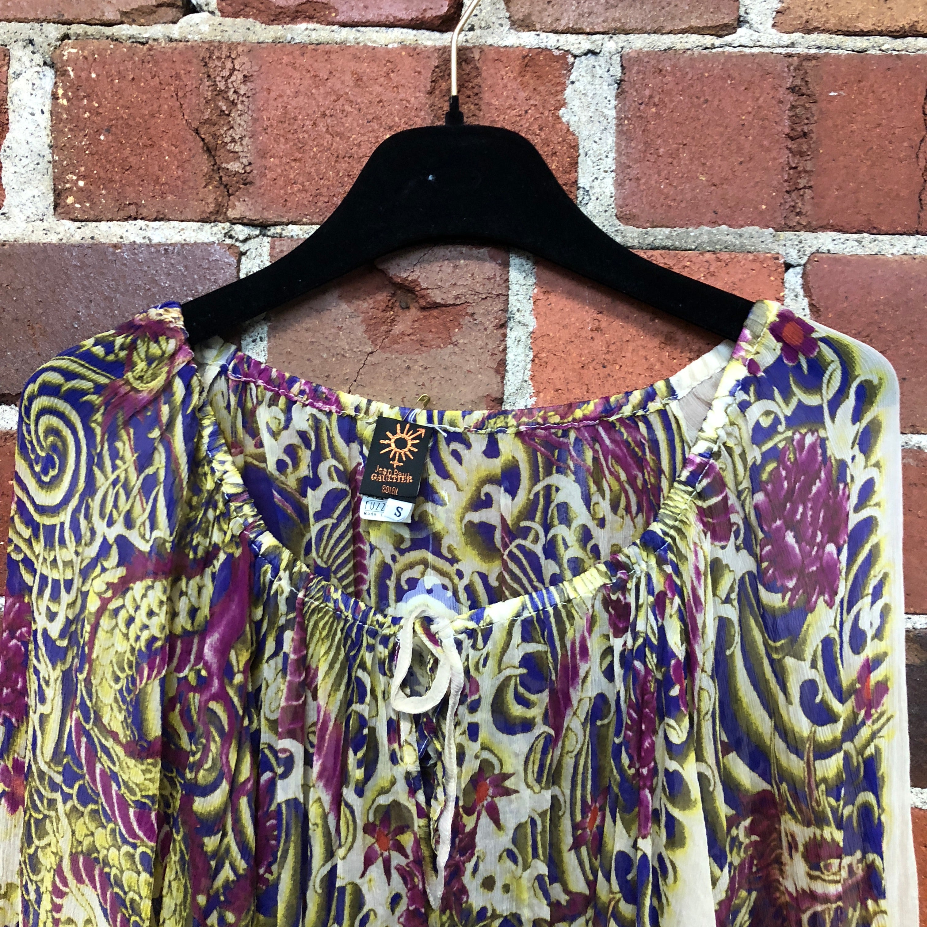 GAULTIER silk dragon print top