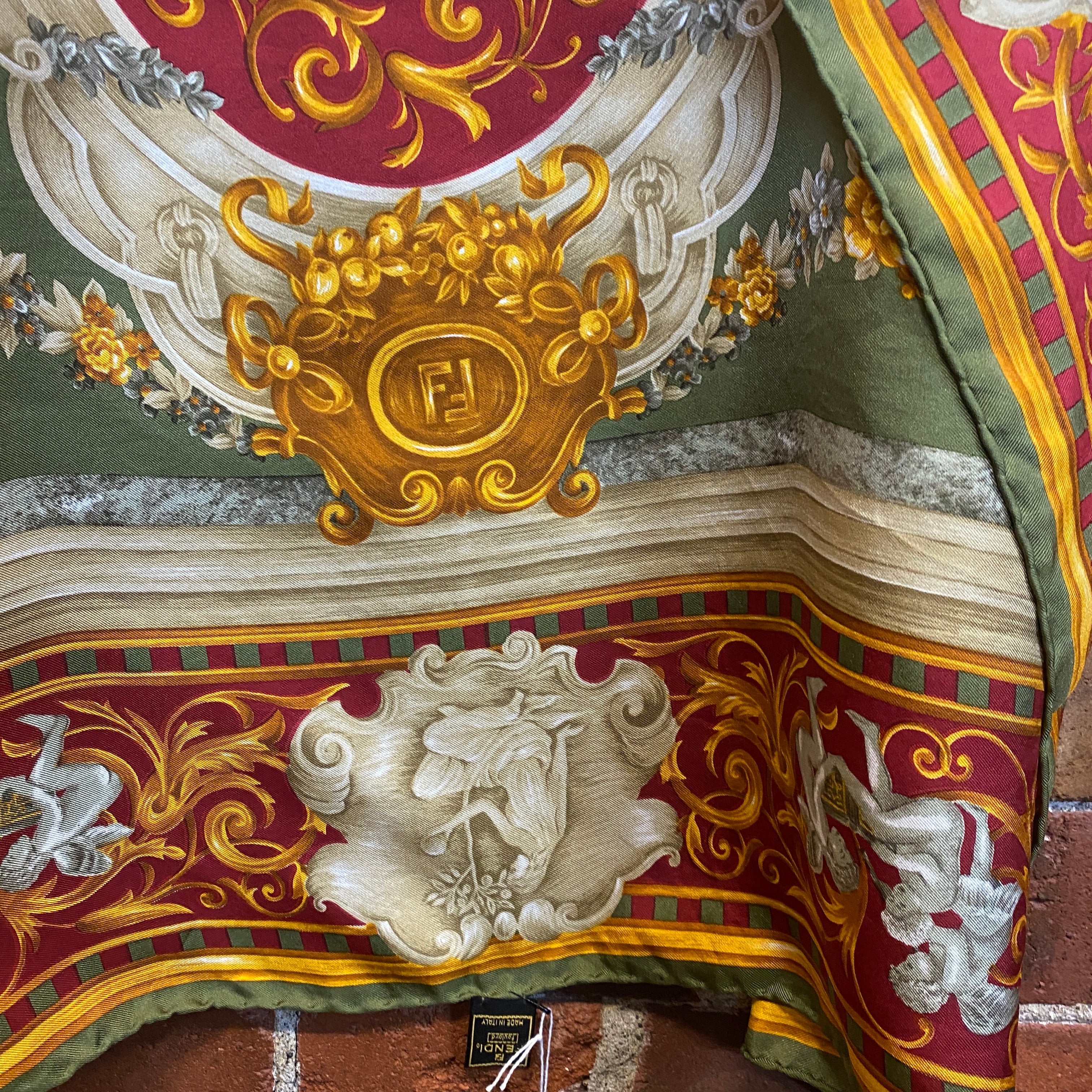 FENDI Baroque print silk scarf