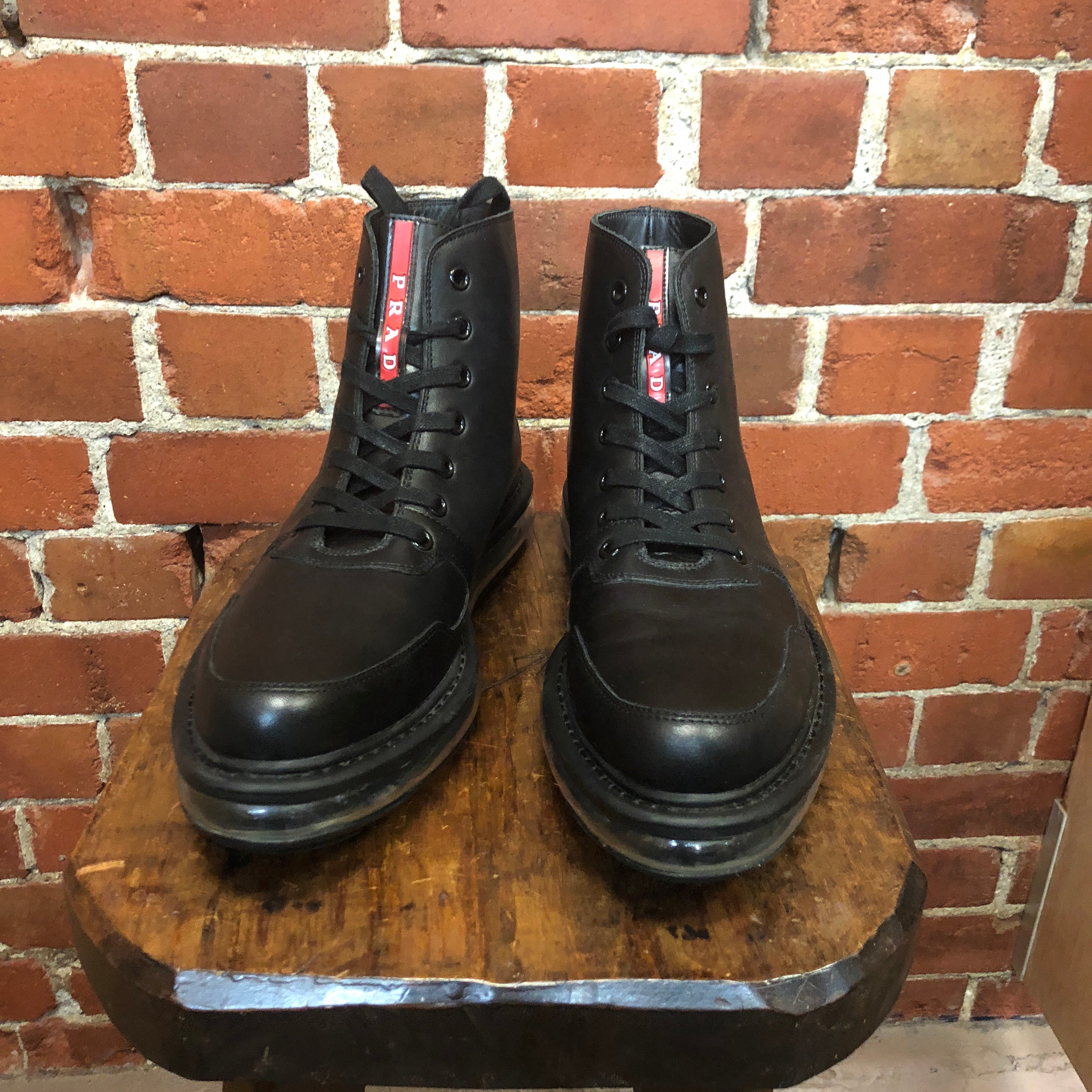 PRADA leather lace up boots