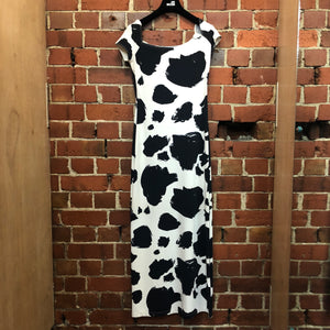 MOSCHINO 1990s Ca$h Cow print gown