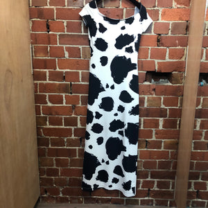 MOSCHINO 1990s Ca$h Cow print gown