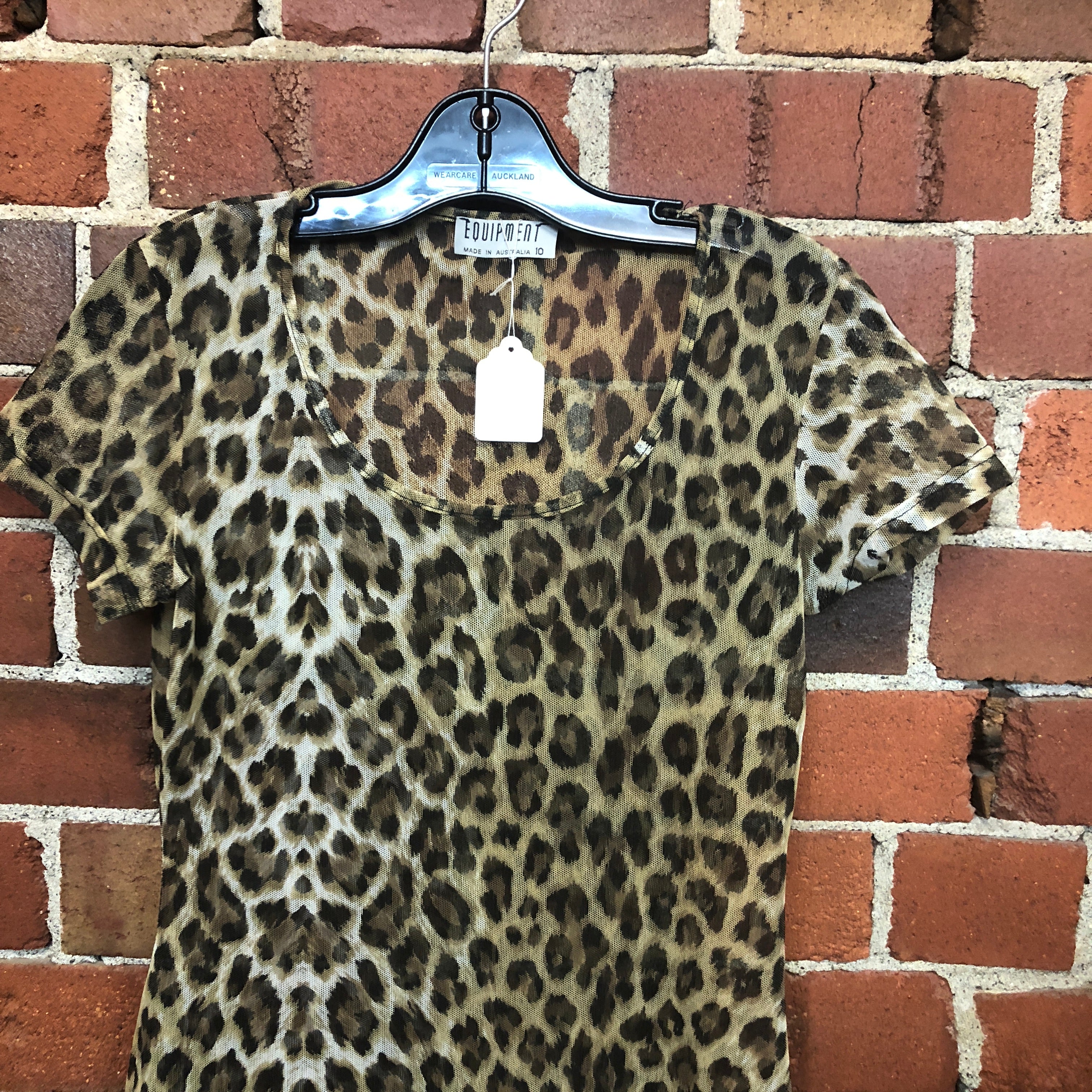 1990s leopard mesh dress