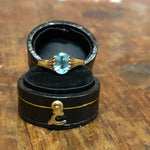 9ct gold vintage ring with light blue topaz