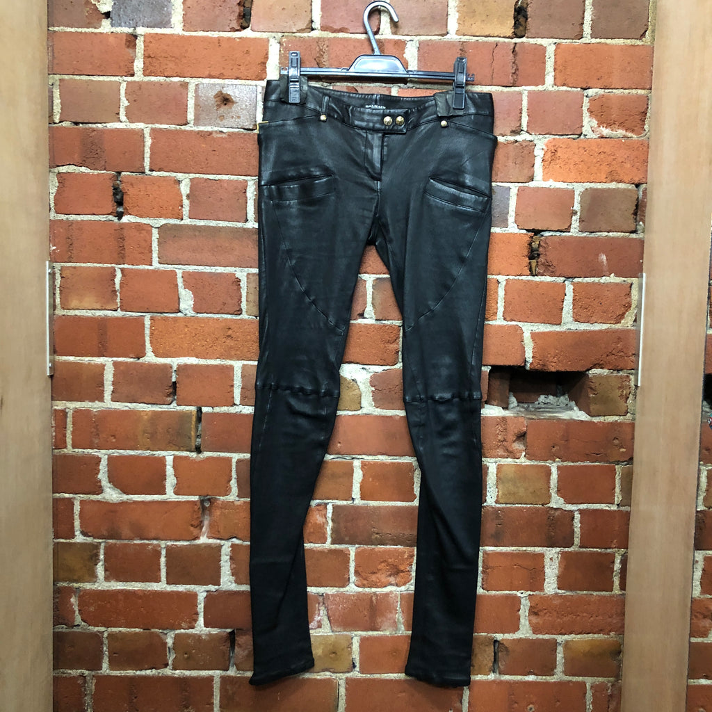 BALMAIN leather jeans