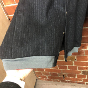 NYC designer wool pinstripe bomber