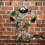 GAULTIER mesh floral striped print tee