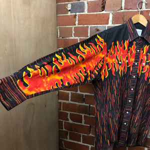 1980S USA western flame shirt