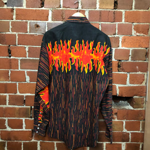 1980S USA western flame shirt