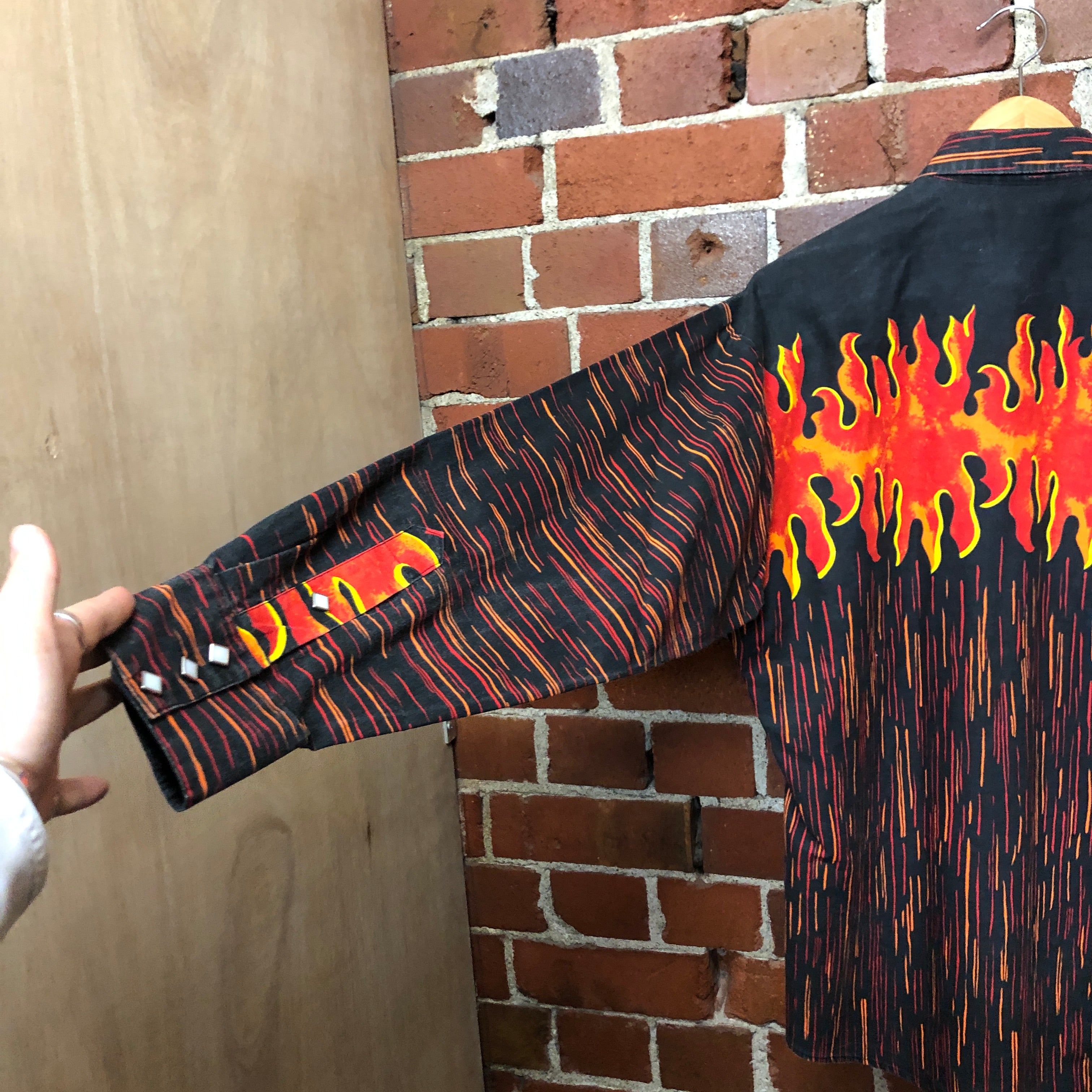 1980S USA western flame shirt